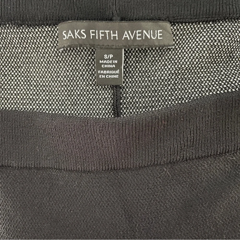 SAKS FIFTH AVENUE Knit Striped Flare Skirt Womens S Black White Classic Preppy